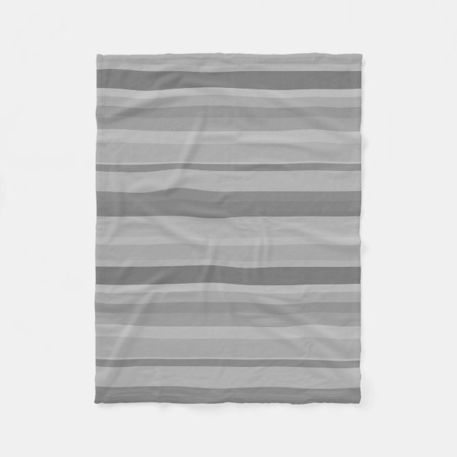 Grey horizontal stripes fleece blanket (Front)