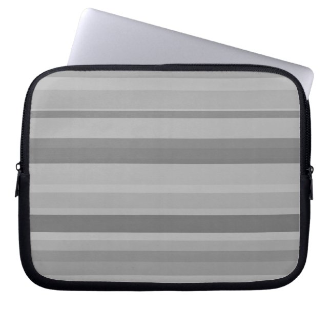 Grey horizontal stripes laptop sleeve (Front)
