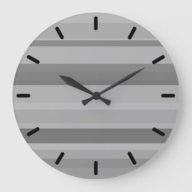 Grey horizontal stripes large clock (Front)