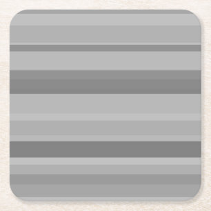 Grey horizontal stripes square paper coaster