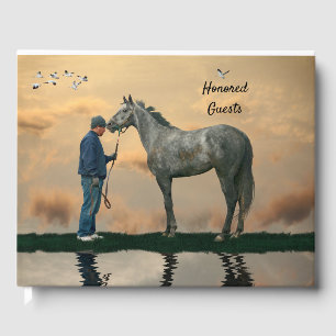 Grey Horse And Groom OTTB Guest Book
