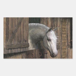 Grey Horse at the Stable Door Sticker