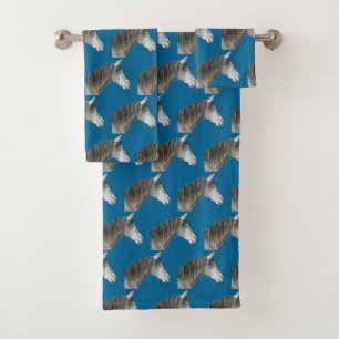 Grey Horse Bath Towel Set