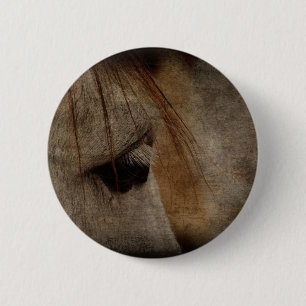 Grey Horse Face Grunge 2 Inch Round Button