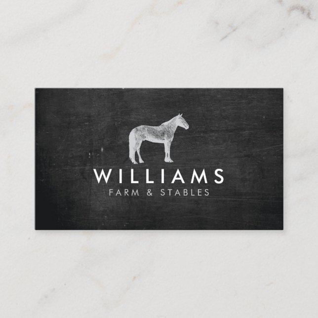 Grey Horse - Farming, Farmer Rustic Business Card (Front)