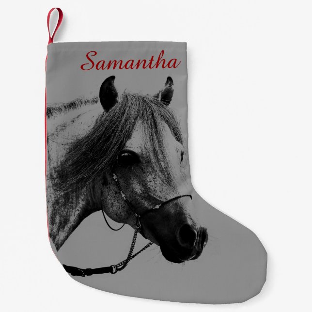 Grey Horse Head Small Christmas Stocking (Front)
