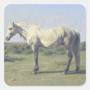 Grey Horse in a Field (by Rosa Bonheur) Square Sticker