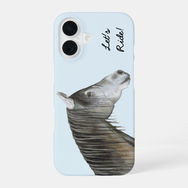 Grey Horse iPhone 16 Case (Back)