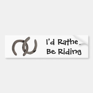Grey Horse Shoes I'd Rather Be Riding Car Sticker