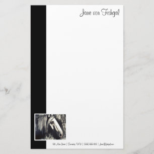 Grey Horse with Black Border Stationery