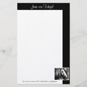 Grey Horse with Black Border Stationery