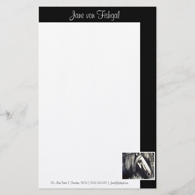 Grey Horse with Black Border Stationery (Front)