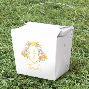 Grey horses and yellow roses monogram thanks favor box