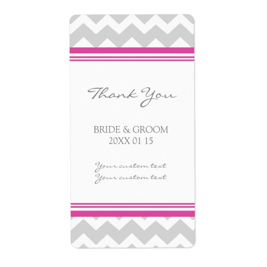 Grey Hot Pink Chevron Wedding Labels
