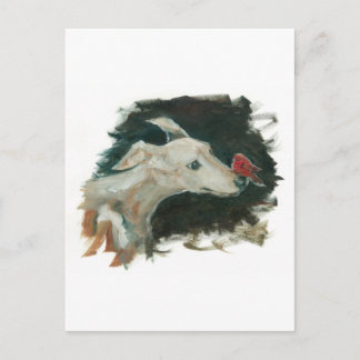 grey hound and finch painting! postcard