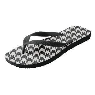 Grey Houndstooth Flip Flops