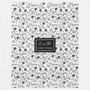 Grey Hues Floral Blanket Modern Custom Name Style