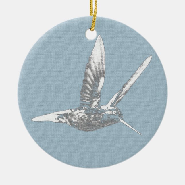 Grey Hummingbird Ornament (Front)