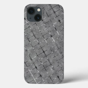 Grey image divided into rectangles, glow wire iPhone 13 case