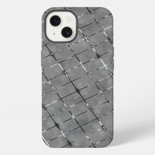 Grey image divided into rectangles, glow wire iPhone 13 case
