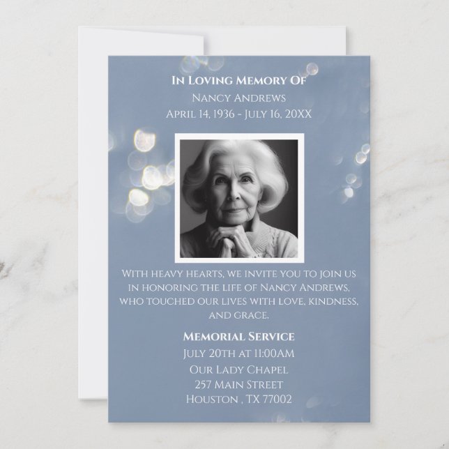 Grey In Love Mémoire Funeral Invitation Memorial (Devant)