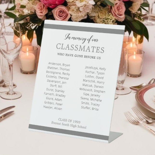 Grey In Memory Of Our Classmates Reunion Honouring Pedestal Sign (Creator Uploaded)