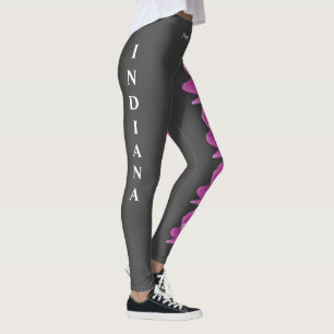Grey Indiana State Flower Peony Leggings