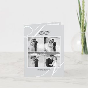 Grey Infinity Symbol 4 Multi Photo Elegant Wedding Thank You Card