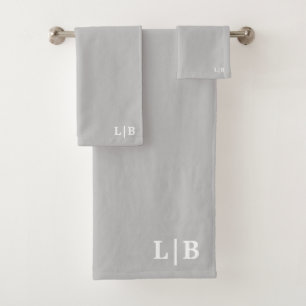 Grey Initials Bath Towel Set