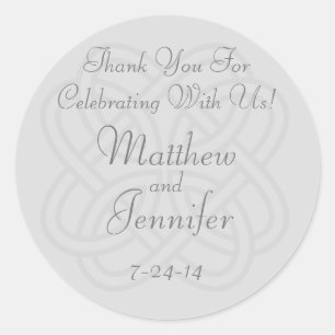 Grey Irish Celtic Knot Custom Wedding Favour Label