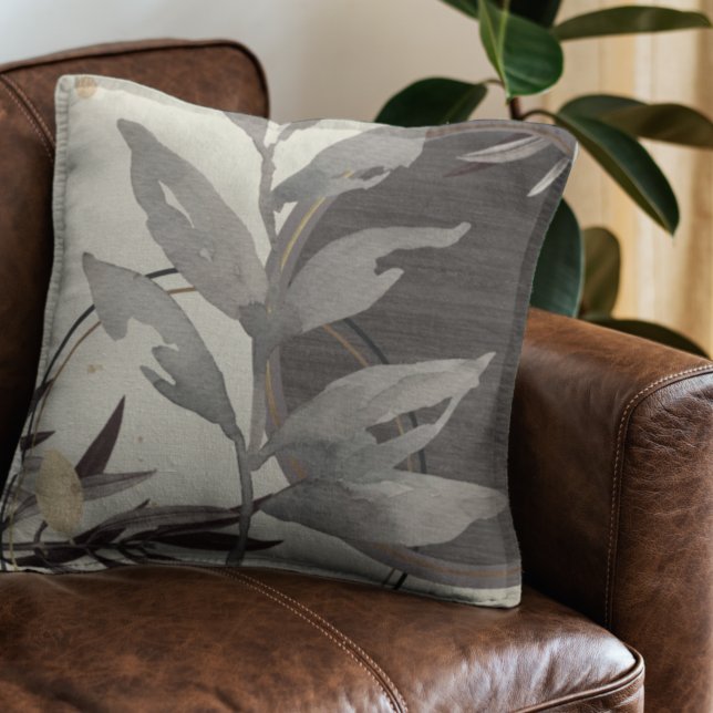 Grey & Ivory Artistic Abstract Watercolor Throw Pillow (Creator Uploaded)