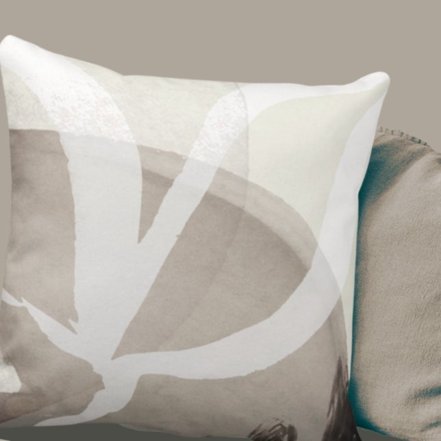 Grey & Ivory Artistic Abstract Wing Pattern Throw Pillow (Creator Uploaded)