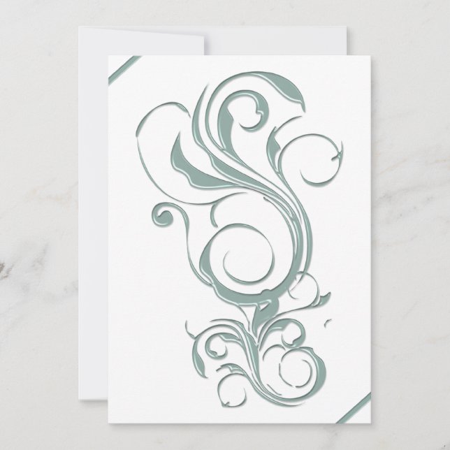Grey Jade Embossed Look Invites (Front)