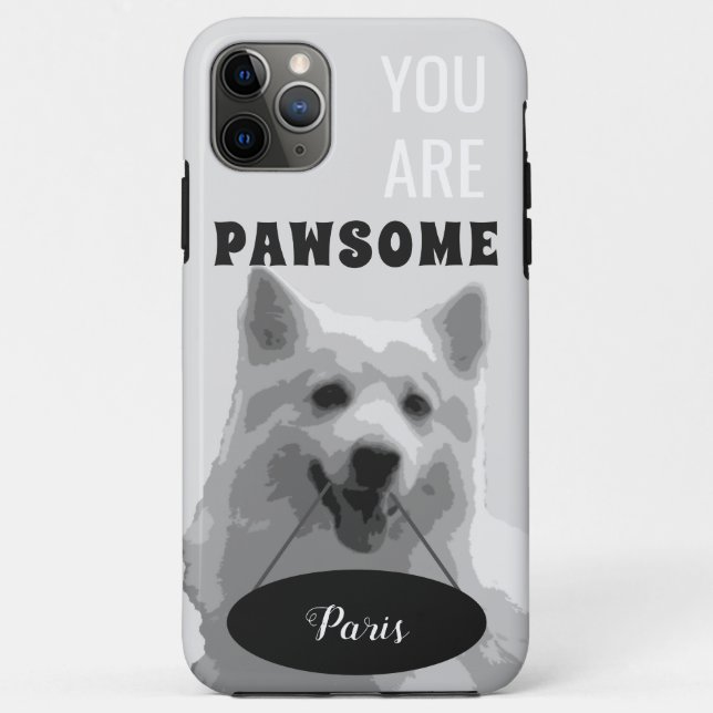 Grey Japanese Spitz iPhone 11 Pro Max Case (Back)