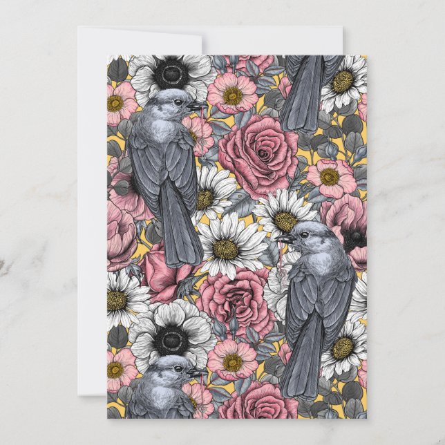 Grey jays and flowers (Front)