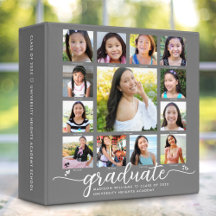 Grey K–12 Graduation Modern Script Photo Collage