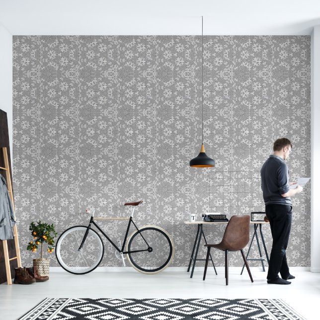 Grey Kaleidoscope  Wallpaper (Living Room)