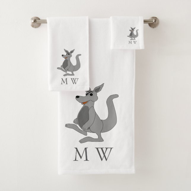 Grey Kangaroo Design Monogrammed (En situation)