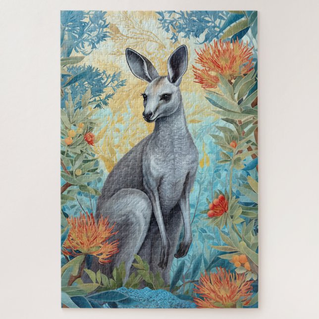 Grey Kangaroo in Australian Bush Jigsaw Puzzle (Vertical)