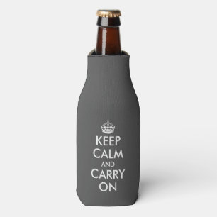 Grey keep calm and carry on template bottle cooler