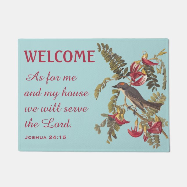 Grey Kingbird and Bible Verse Doormat (Front)