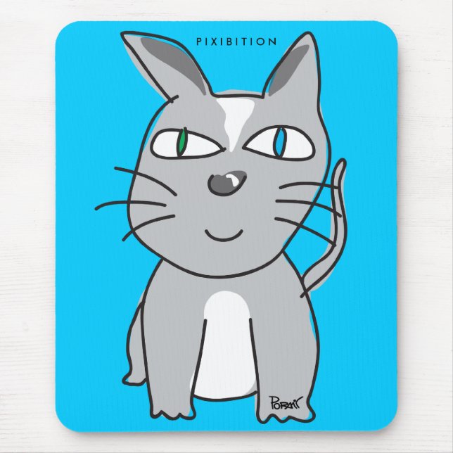 Grey Kitty Cat Mousepad (Front)