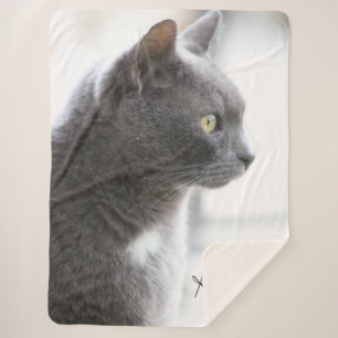 Grey Kitty Cat Sherpa Blanket