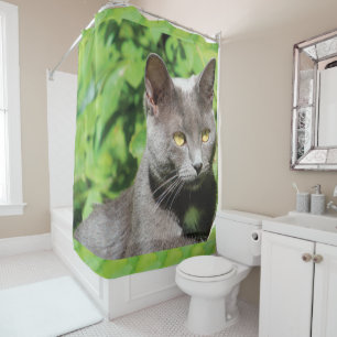 Grey Kitty Cat Shower Curtain