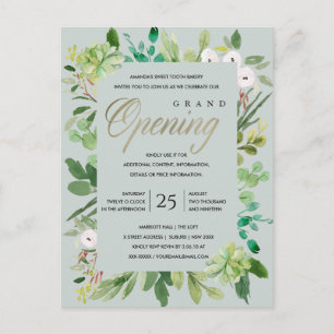 GREY KRAFT FOLIAGE FRAME GRAND OPENING CEREMONY POSTCARD