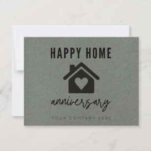 Grey Kraft Heart House Home Anniversary Card