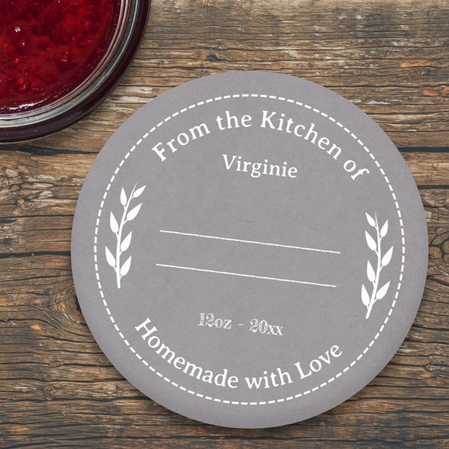 Grey Kraft & Rustic Made with Love Label Sticker (Gray Kraft & Rustic Made with Love Label Sticker)