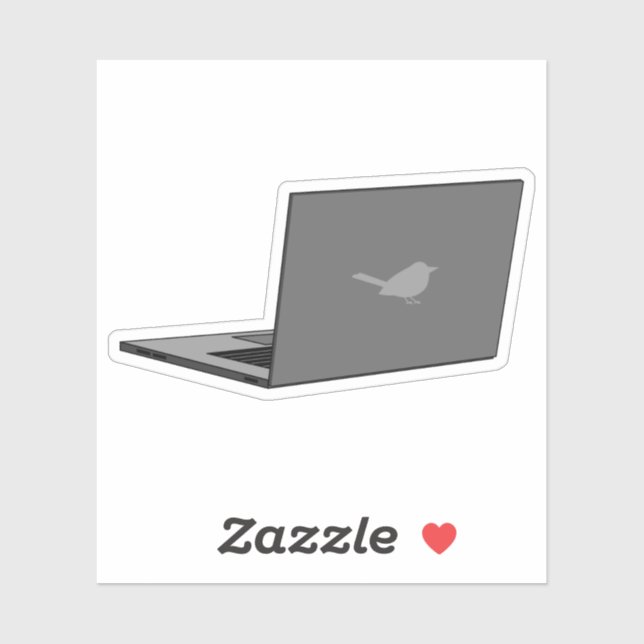 Grey Laptop with Bird Logo Cartoon (Sheet)