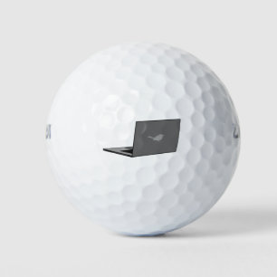 Grey Laptop with Bird Logo Cartoon Golf Balls