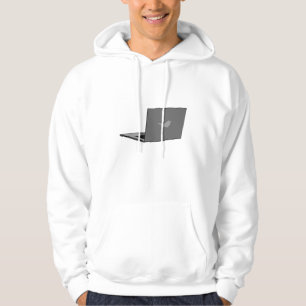 Grey Laptop with Bird Logo Cartoon Hoodie